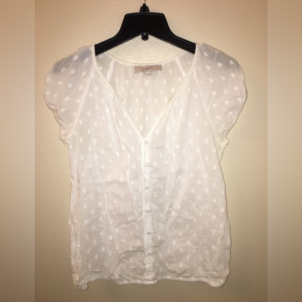 LOFT White Polka Dot Blouse